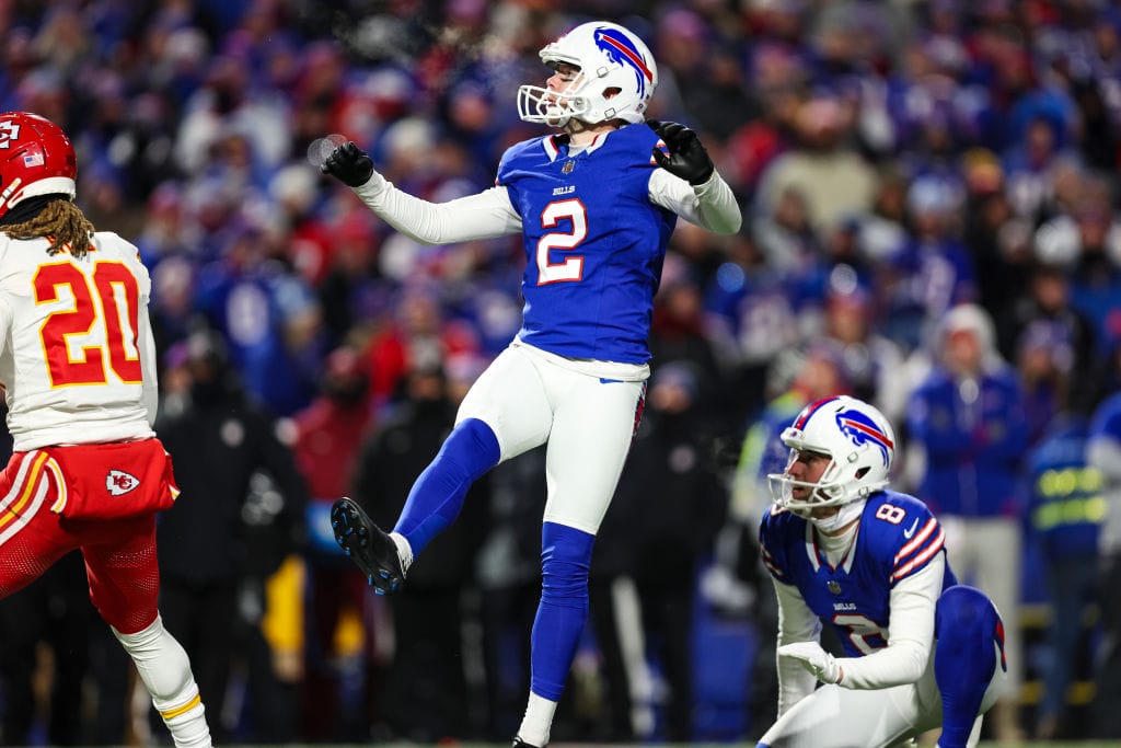 Tyler Bass of the Buffalo Bills; Photo by Perry Knotts/Getty Images