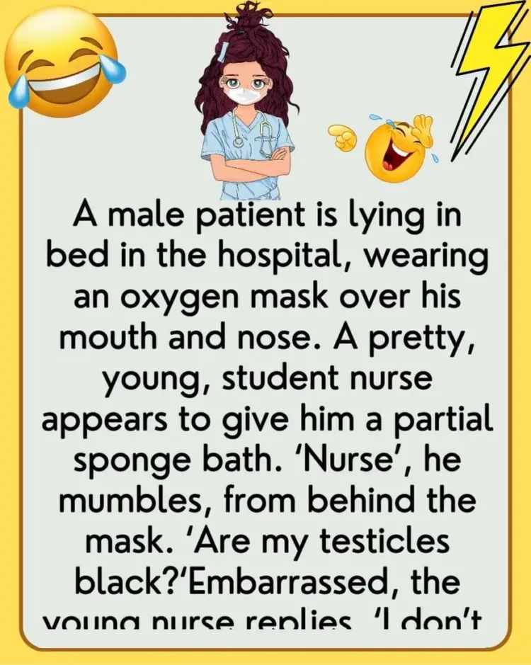 Joke: A Male Patient is Lying in Bed in The Hospital