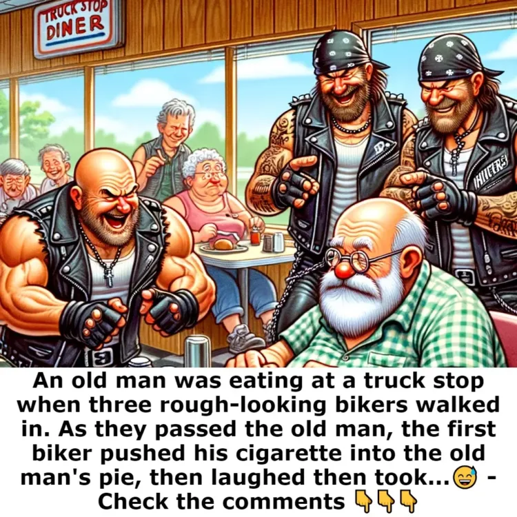 Joke: At a truck stop, an elderly man was enjoying his meal when three…