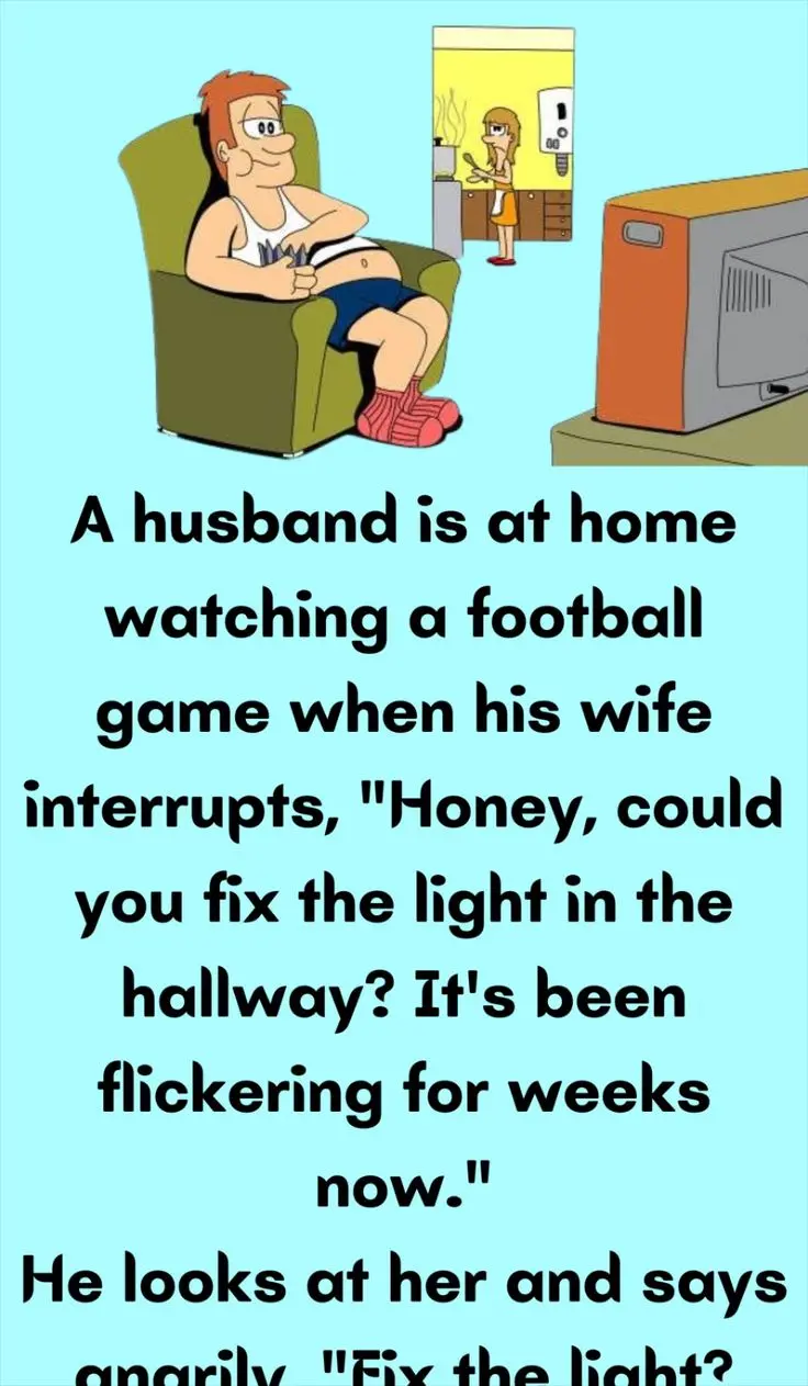 Joke: A husband is at home watching a football