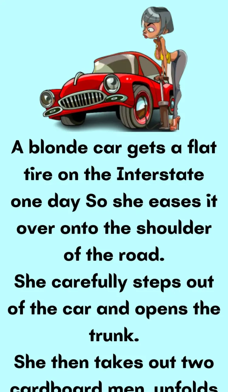 Joke: A blonde car gets a flat tire