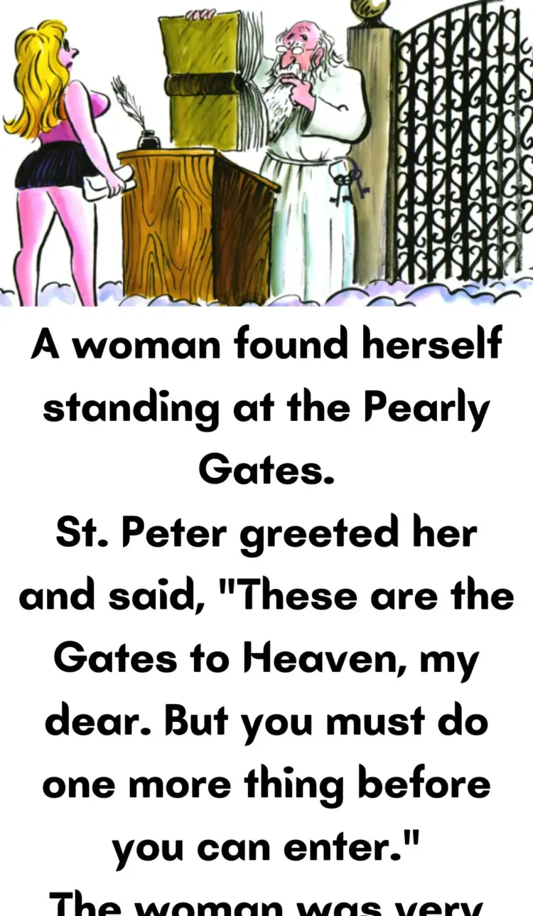 Joke: A woman standing at the Pearly Gates