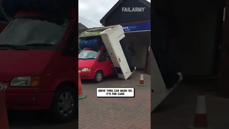 Delivery Van Destroys A Car Wash – video