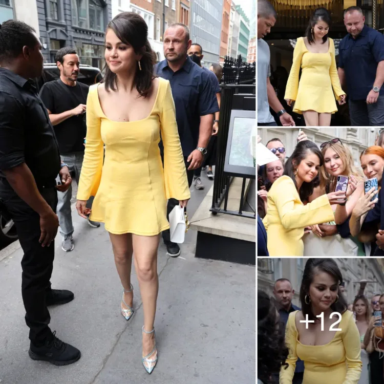 Selena Gomez Dazzles in a Retro Look and Yellow Dress, Delighting Fans at London’s Corinthia Hotel