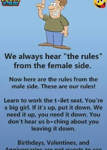 Joke: Humor: The rules from a man’s perspective