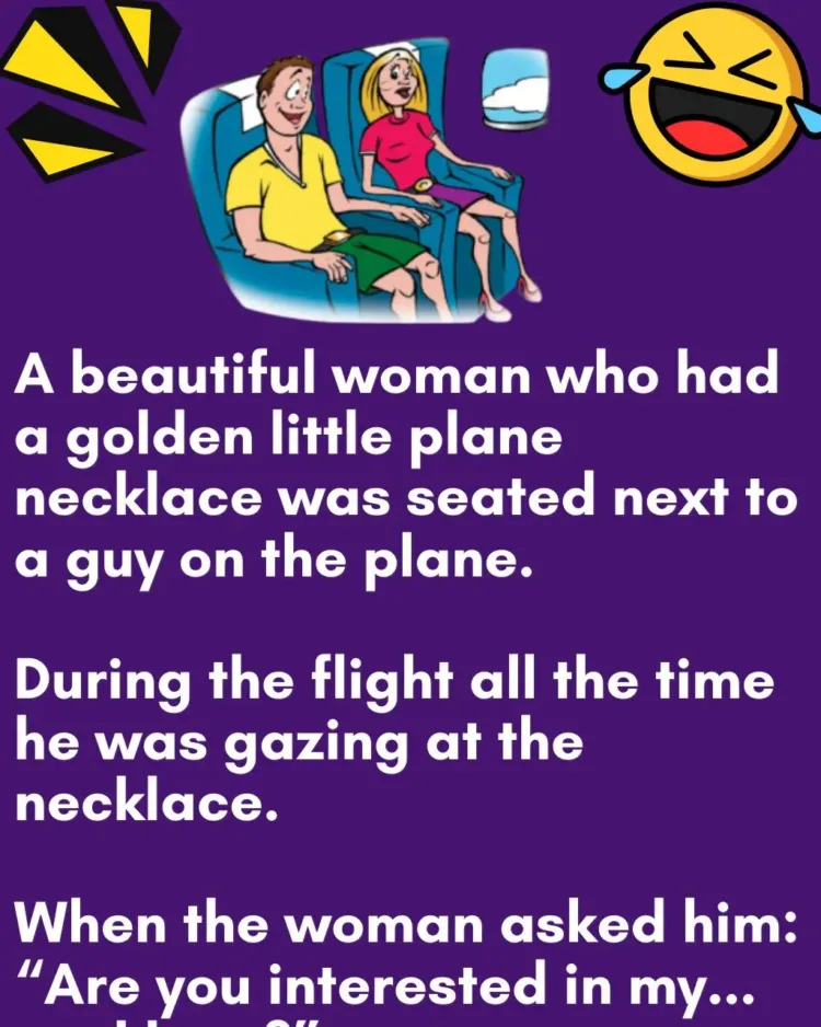 Joke: A Beautiful Woman With Golden Little Plane Necklace