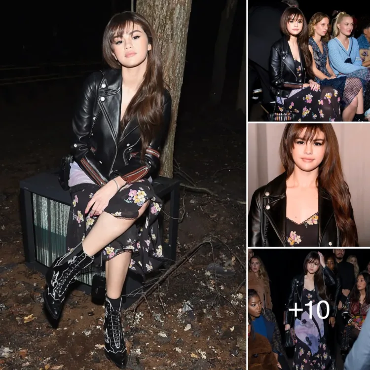 Selena Gomez Dazzles in NYFW with a Floral Ensemble and Leather Jacket for Coach