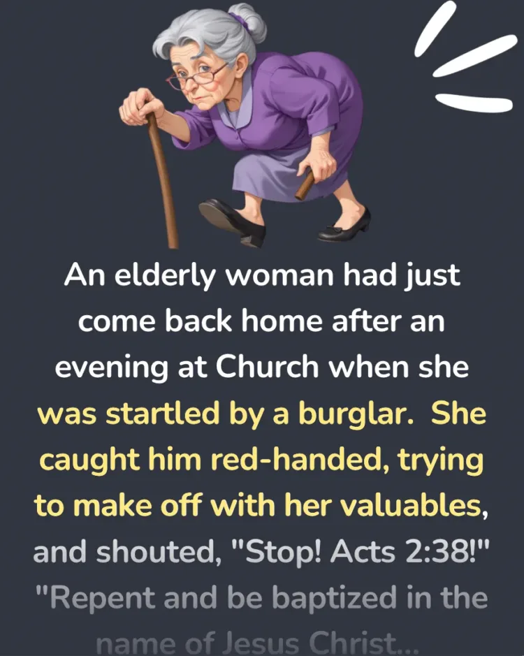 Joke: An elderly woman had just come back home after an evening at Church -…