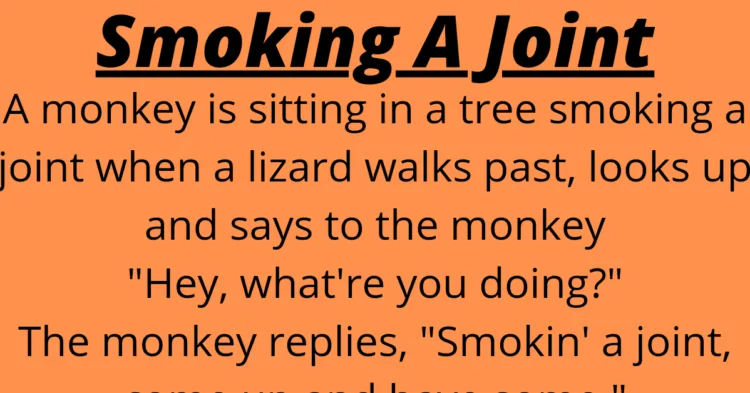 Joke: Funny: A monkey is sitting in a tree, smoking a joint, when a…