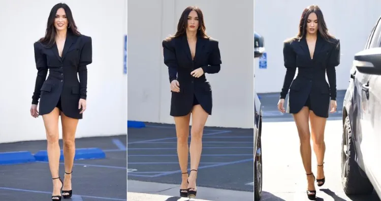 Megan Fox Showcases Toned Legs in Blazer Minidress, Echoing ’90s Vibes