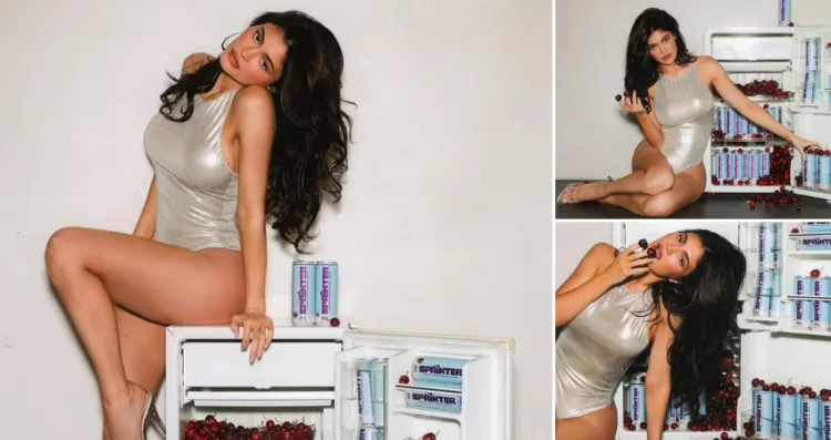 Kylie Jenner Dazzles in Shimmery Swimsuit while Showcasing her Low-Calorie Vodka Soda Line, Sprinter