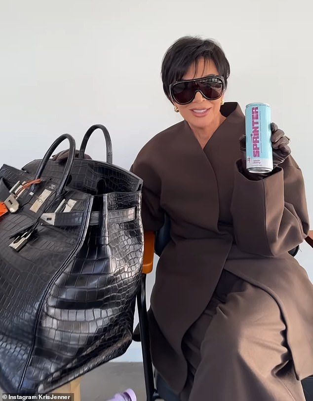 Kris Jenner showing off the vodka soda and remarking, 'Sprinter, for a three o'clock revival. Get what I mean?'