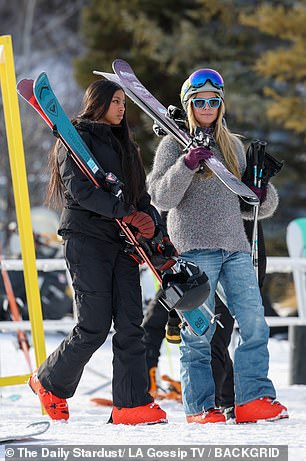 Heidi Klum and Lou Samuel on their second day skiing in Aspen