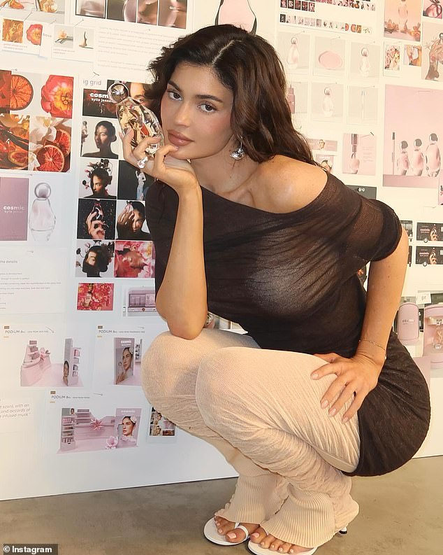 Kylie Jenner flaunting her debut fragrance, Cosmic